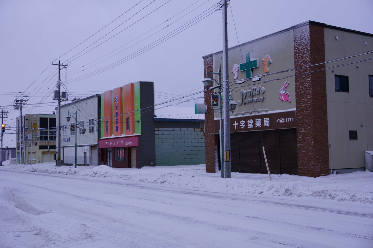 国道232号線沿いの商店街。