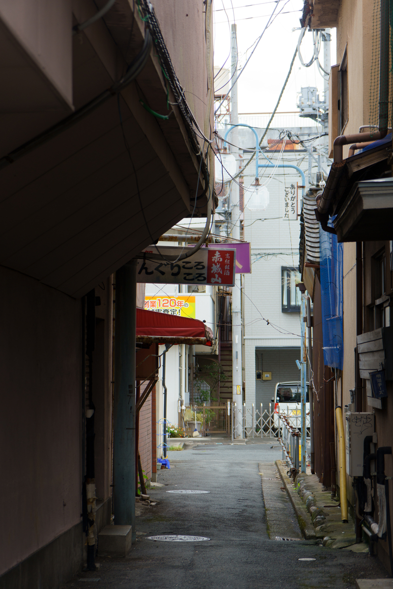 居酒屋、スナックが並ぶ路地が多い