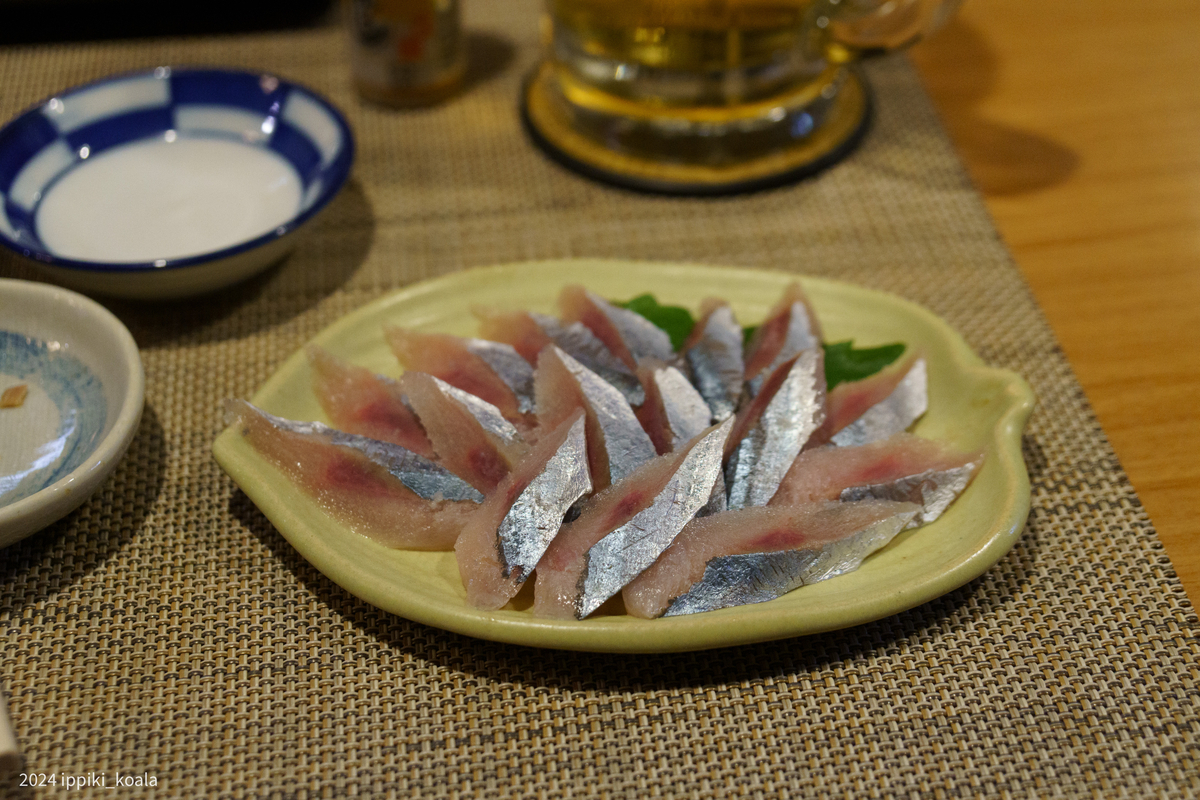 サンマの刺身を醤油+七味で食べるのがおすすめらしい