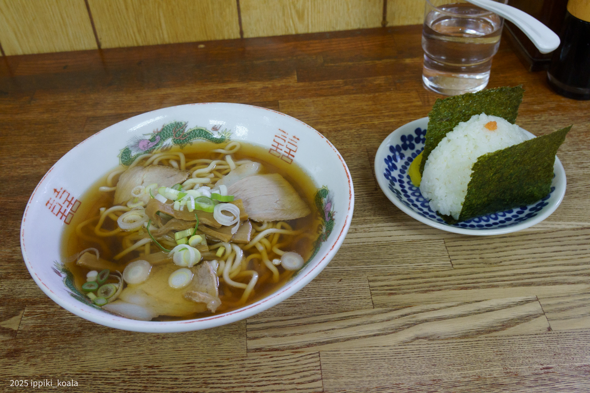 ラーメン中と明太子おにぎり