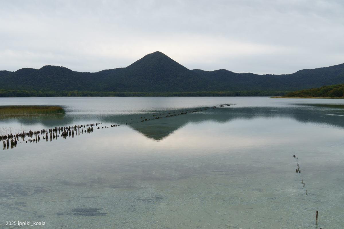 カルデラ湖の宇曽利山湖が見えてきた