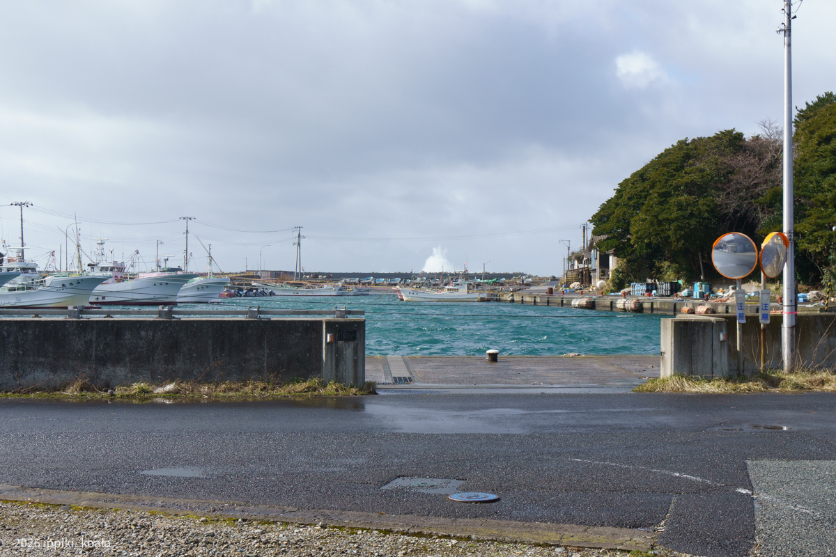 防波堤にあたった波