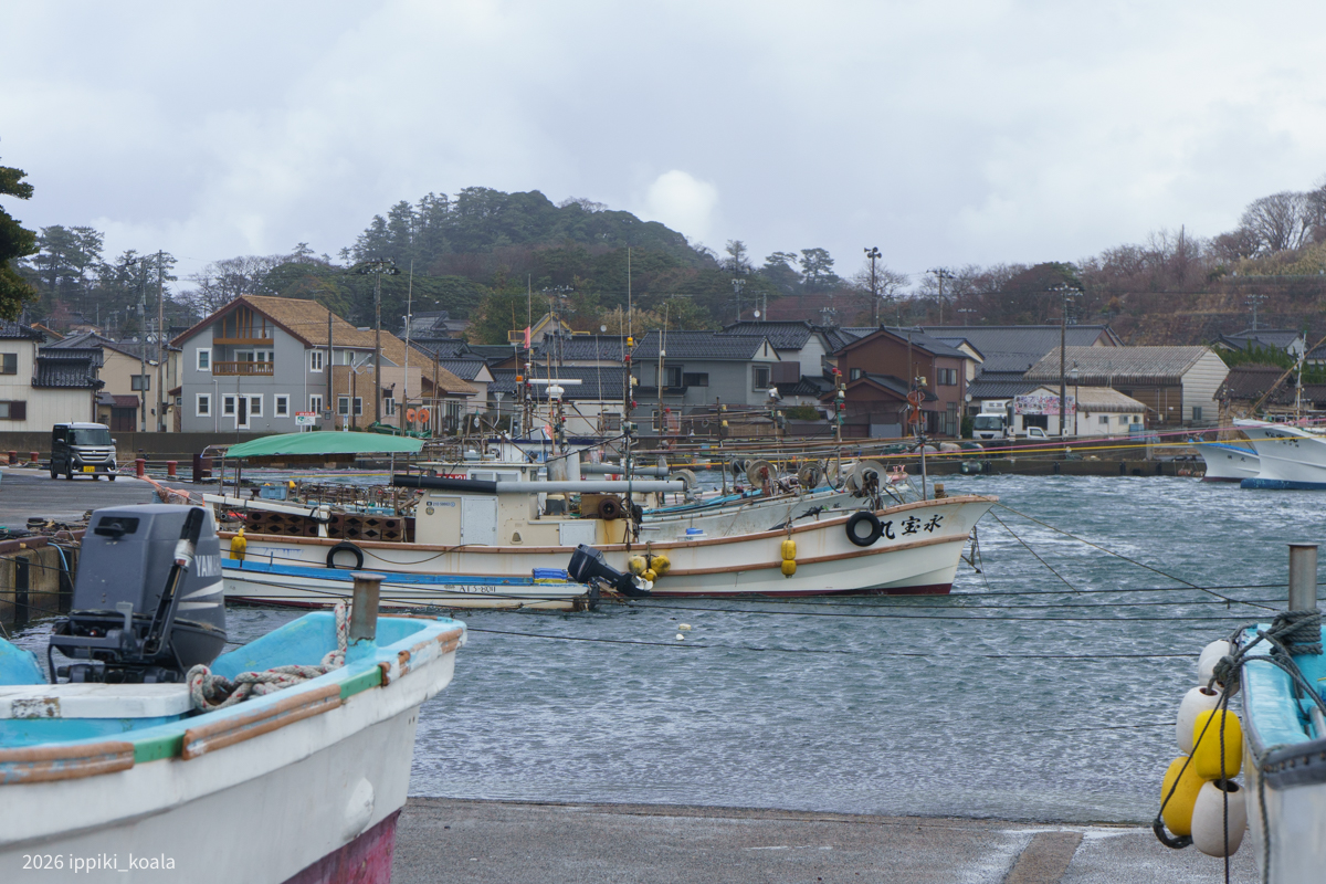 沖の島の内側に港は作られているので、外の波の影響を受けにくい